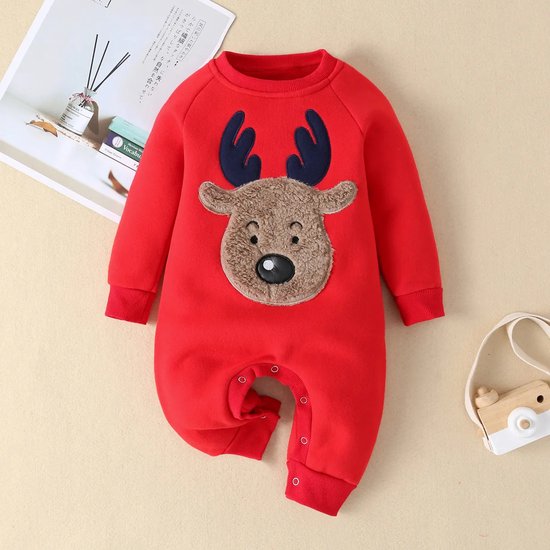 Kerst baby kleding - Kerstkleding baby - Kerst baby kleertjes - Kersttrui - Stijlvol, Zacht en Warm- Rood - Maat 62/68 (2-6 maanden)