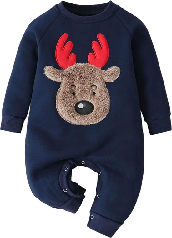 Kerst baby kleding - Kerstkleding baby - Kersttrui - Stijlvol, Zacht en Warm – Donkerblauw – Maat 62/68 (2-6 maanden)