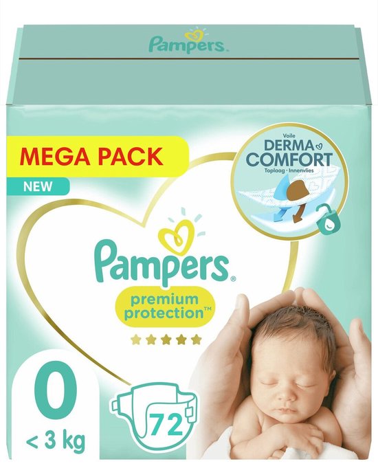Pampers - Premium Protection - Maat 0 - 0 tot 2KG - Mega Pack - 72 luiers - Premature luiers